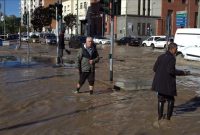 بارندگی شدید و آبگرفتگی خیابان‌ها در «میلان» ایتالیا